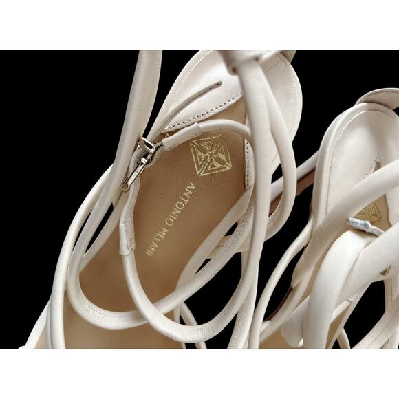 ANTONIO MELANI Womens Size 8M Cream Leather Strappy Gisella Stiletto Heels Shoes - Picture 7 of 8